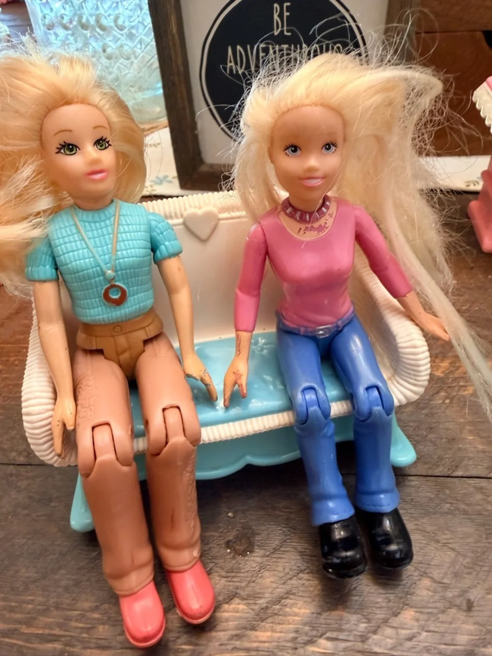 Fisher Price Loving Family Dollhouse BLONDE mom daughter doll 2006 GUC SET OF 2